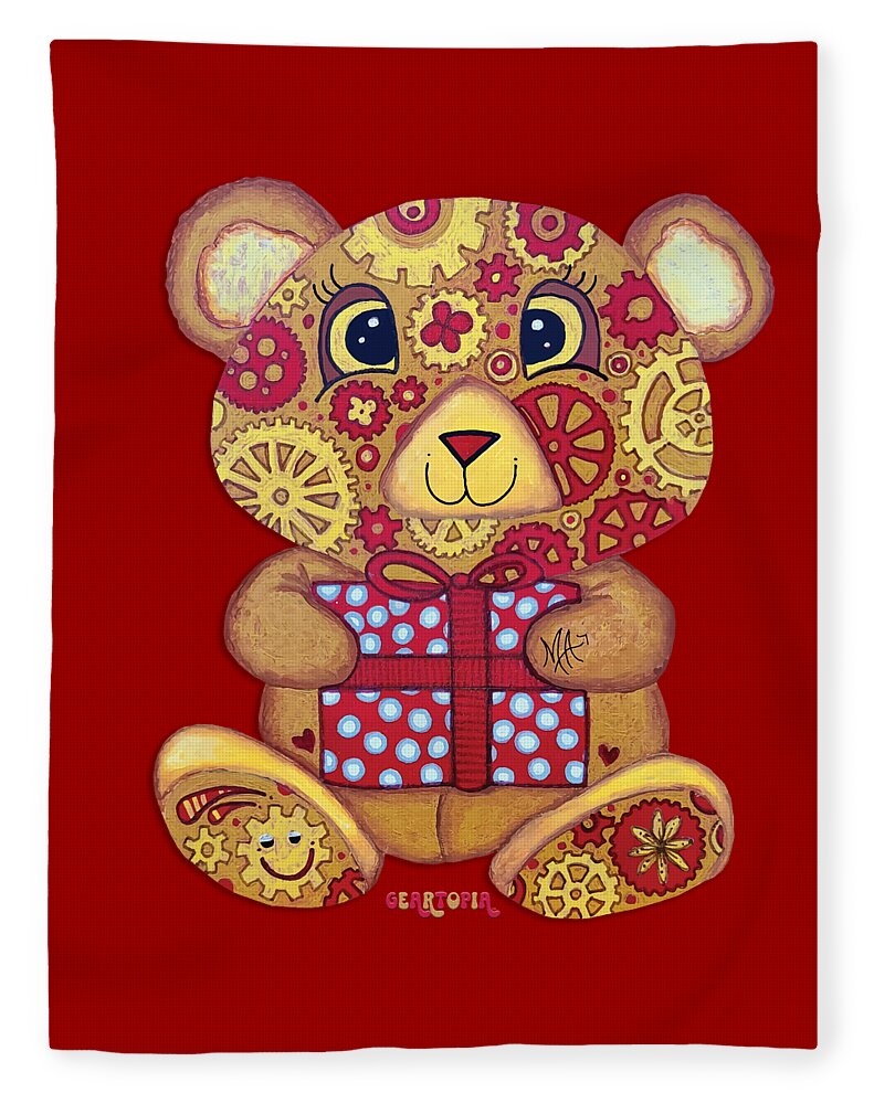 Geartopia Pressie GEAR BEAR Nursery Art Teddy Bear Present Painting Art for Kids by MeganAroon - Blanket