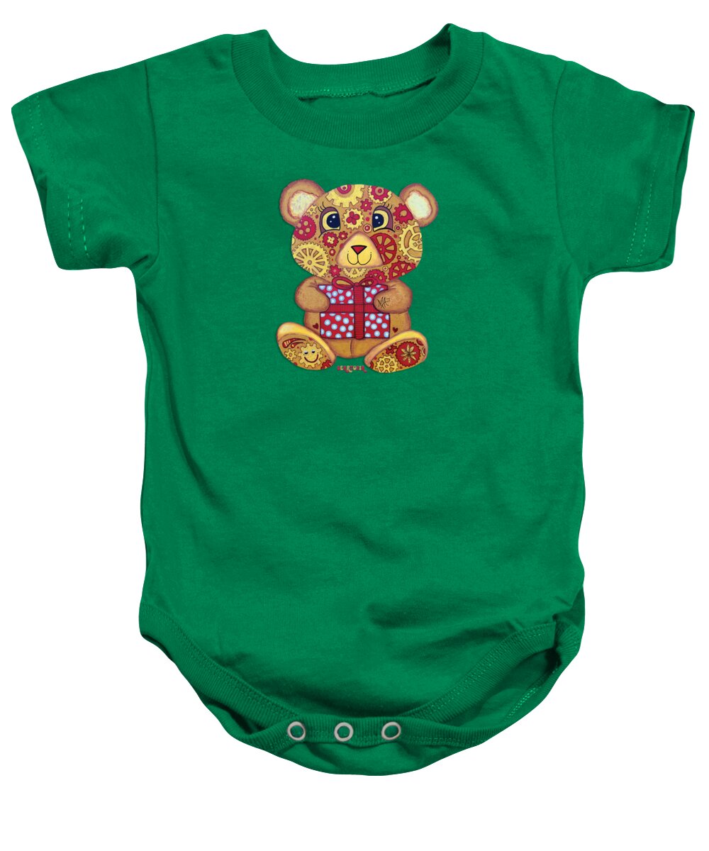 Geartopia Pressie GEAR BEAR Nursery Art Teddy Bear Present Painting Art for Kids by MeganAroon - Baby Onesie