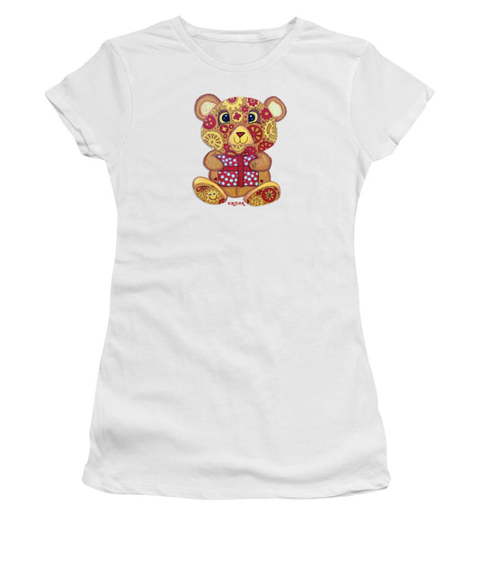 Geartopia Pressie GEAR BEAR Nursery Art Teddy Bear Present Painting Art for Kids by MeganAroon - Women's T-Shirt