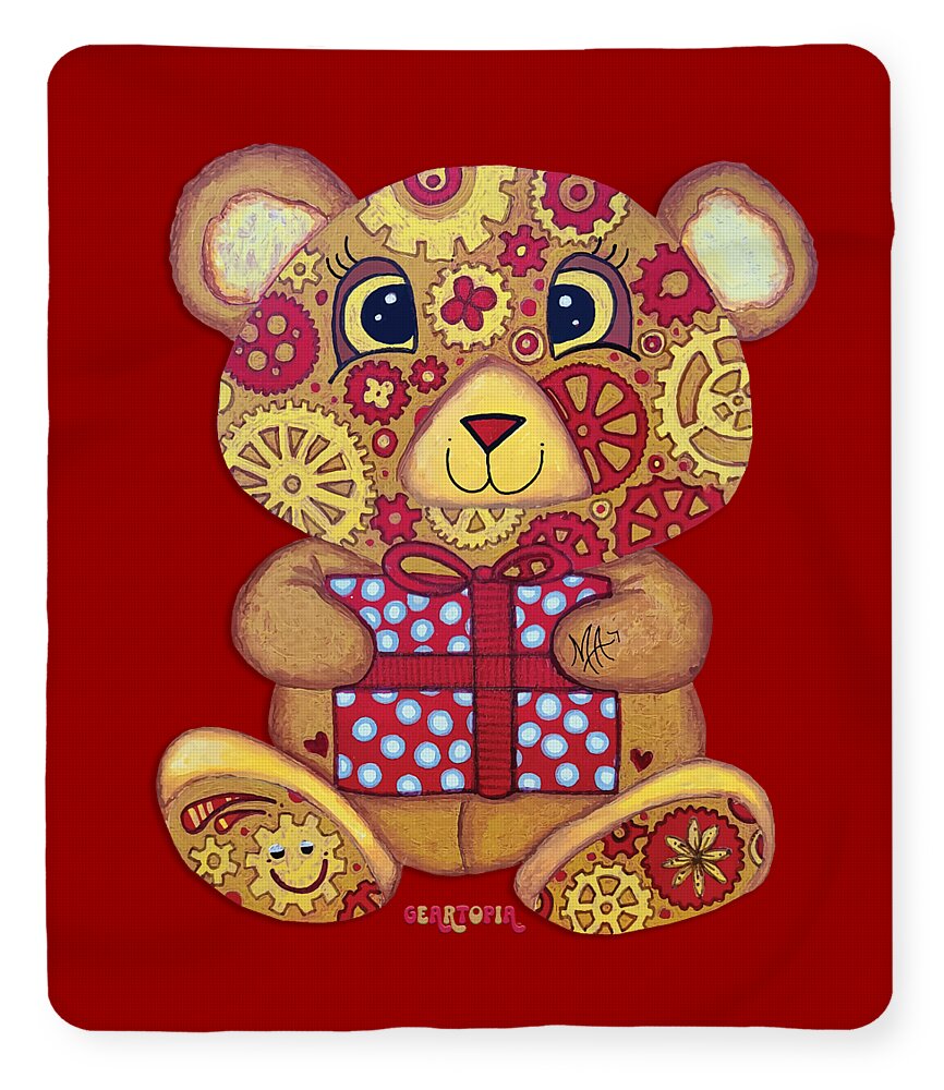 Geartopia Pressie GEAR BEAR Nursery Art Teddy Bear Present Painting Art for Kids by MeganAroon - Blanket