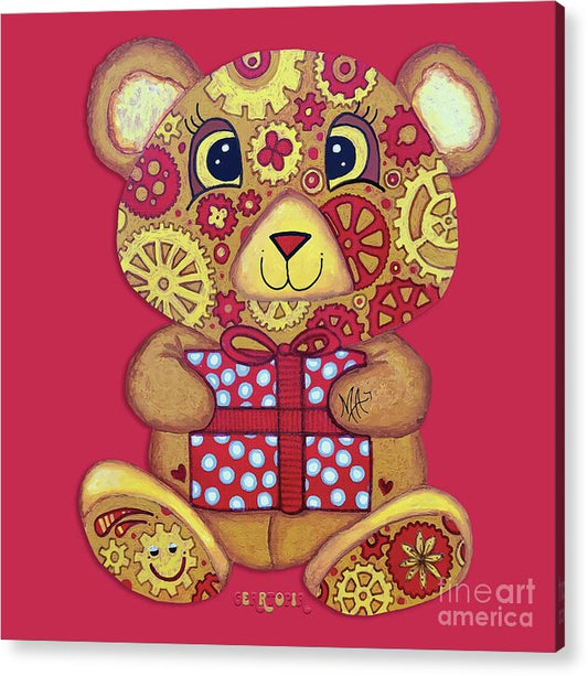 Geartopia Pressie GEAR BEAR Nursery Art Teddy Bear Present Painting Art for Kids by MeganAroon - Acrylic Print