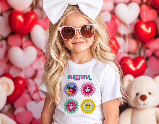 Geartopia Toddler T-Shirt – Smiley Face Flower Gears