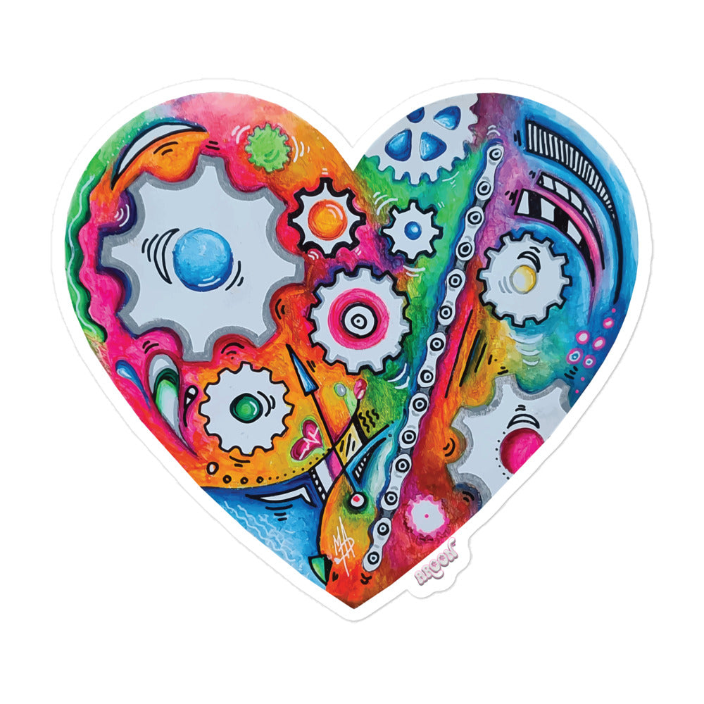 Doodle Gears PoP Art Sticker Design ~ Heart #1