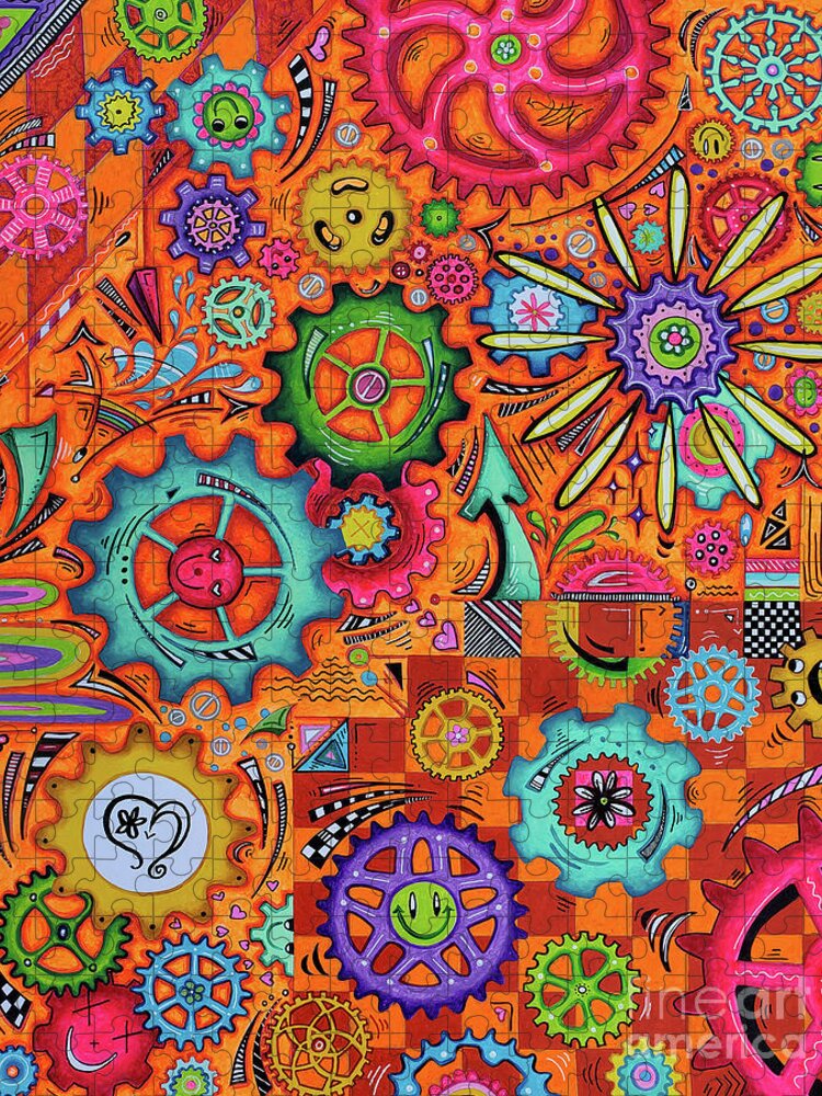 PURE JOY Geartopia Art Whimsical Gears Fine Art for Kids Childrens Room or Nursery by MeganAroon  - Puzzle