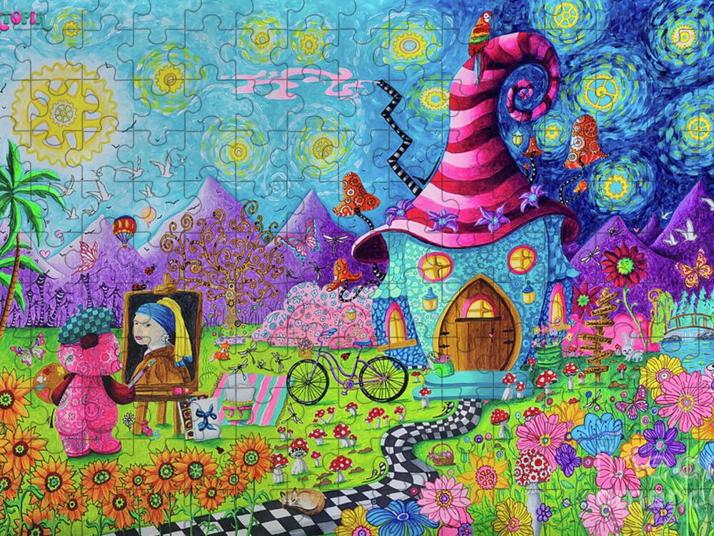 World Building ArtLandia in Geartopia with GEAR BEAR Artisia A whimsical Painting of Creativity - Puzzle