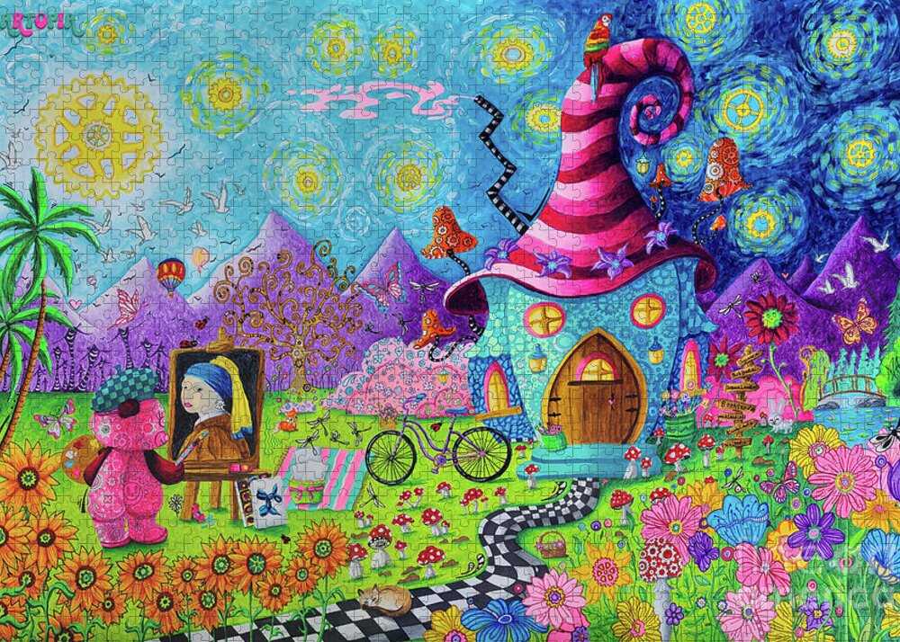 World Building ArtLandia in Geartopia with GEAR BEAR Artisia A whimsical Painting of Creativity - Puzzle